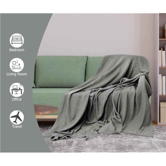 COTTON CRAFT Basket Weave Blanket - 100% Cotton 330 GSM Ultra Soft Thermal Blank - Picture 1 of 8